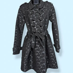 Betsey Johnson Black Floral Buttoned Coat